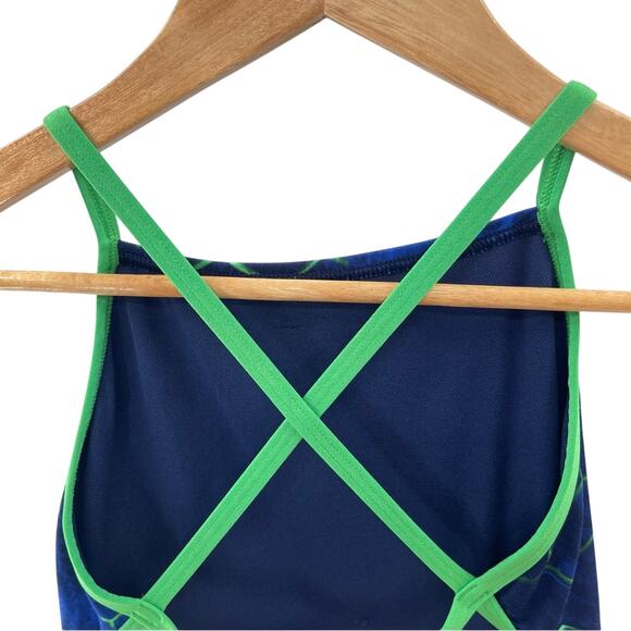 Speedo Endurance + Emerging Force Flyback One Piece Swimsuit Blue Green Size 28 - Picture 8 of 13